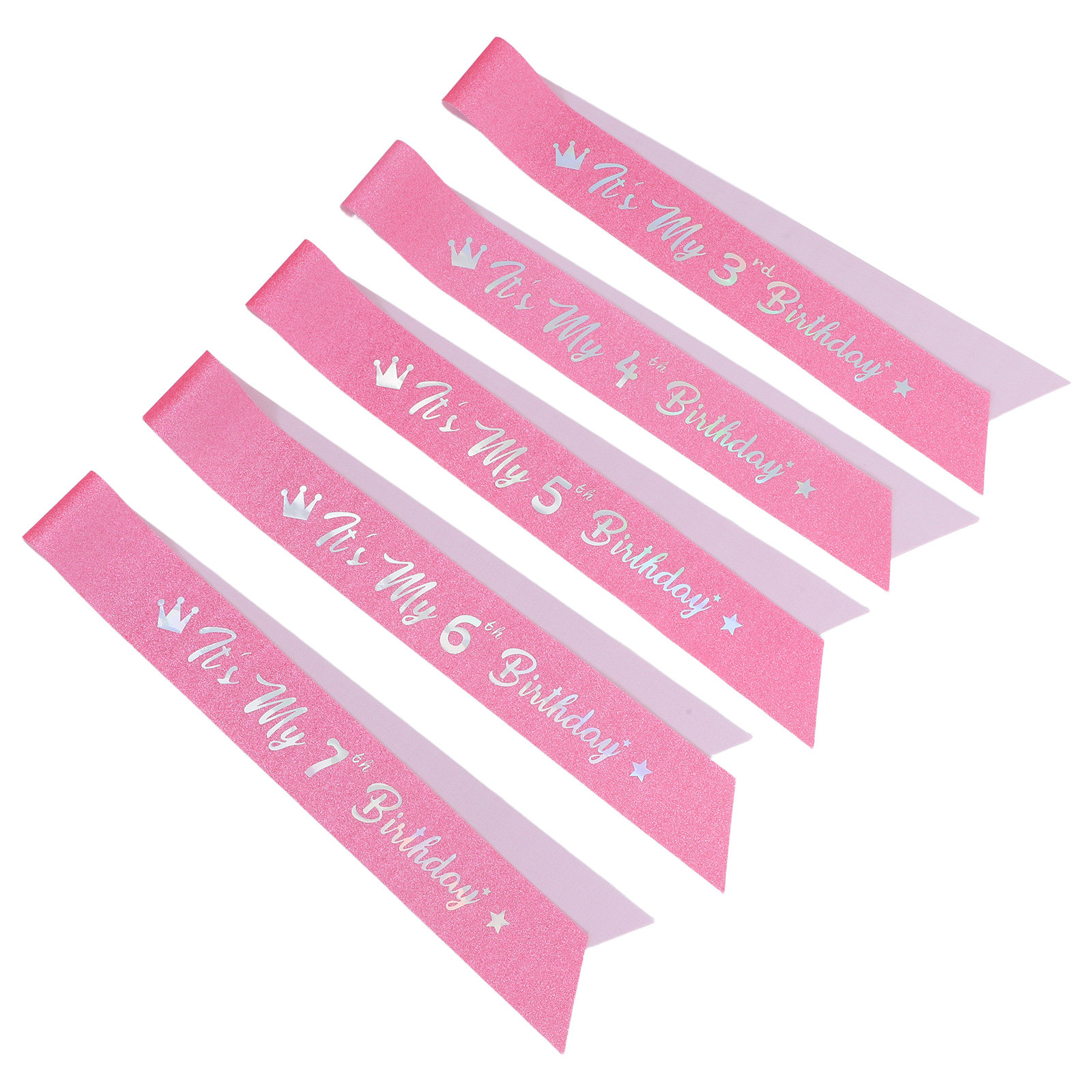5 pezzi di nastri rosa glitter - Birthday Sash Glitter recensione e prezzo